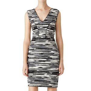 TART Fitted Mini Dress Sz S Black/White/Gray Stripes Abstract Animal Print. EUC